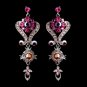 Silver Pink Multi Crystal Chandeleir Earrings 1031