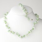 Peridot Silver Clear Butterfly Necklace Bracelet Set 7614