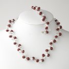 Ruby Silver Clear Butterfly Necklace Bracelet Set 7614