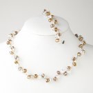 Topaz Silver Clear Butterfly Necklace Bracelet Set 7614