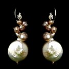 Peach Coin Pearl Drop Silk Earring Set 7833