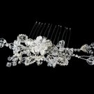 Flower Rhinestone Crystal Glamour Bridal Hair Comb 8417