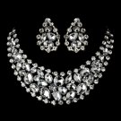 Rhodium Silver Clear Necklace Earring Set 6571