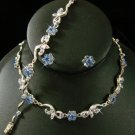 Silver Light Blue Floral Bridal Jewelry Set NEB 381