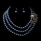 Silver Hematite Necklace Earring Set 12508