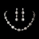 Antique Rhodium Silver Cubic Zirconia Necklace Earring Set 1279