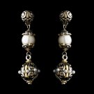 Silver Pearl w/ Gold Highlights Earrings 7955
