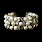 Silver Clear & Cream Coil Cuff Pearl Bracelet 2519