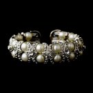 Silver Clear & Cream Coil Cuff Pearl Bracelet 2520