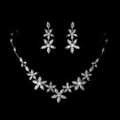 Silver Clear Cubic Zirconia Necklace Earring Set 1274