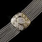 Linked Chain w/ Silver Clear Center and Gold Trim Bracelet 7969