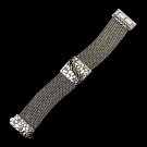 Silver Linked Chain w/ Gold Flowers Bracelet 7971