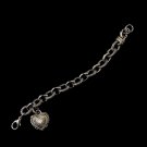 Silver w/ Gold Trim and Heart Charm Bracelet 7976