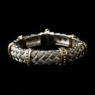 Woven Silver Pattern with Gold Trim Bracelet 7982