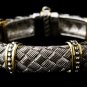 Woven Silver Pattern with Gold Trim Bracelet 7982