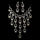 Silver Clear AB Necklace Earring Set 8533