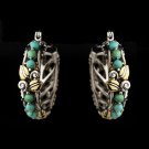 Silver Aquamarine w/ Gold Trim Earrings 7960
