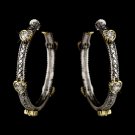 Silver w/ Gold Clear Hearts Earrings 7950