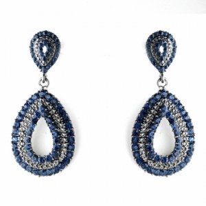 Antique Silver Navy Blue Earring Set 1056