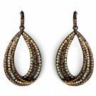 Topaz and Brown on Black Earring Set 1058