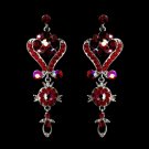 Silver Red Multi Crystal Chandelier Earrings 1031