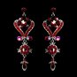 Silver Red Multi Crystal Chandelier Earrings 1031