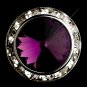 Silver Clear and Amethyst Center Stone Clip On Rhinestone Earring E 4722