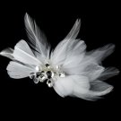 Elegant White Feather Hair Clip Adorn in Pearls Crystals & Rhinestones - HP 8402