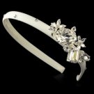 Silver Ivory Matte Satin Bridal Headband HP 8263