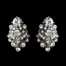 Silver Clear Rhinestone Bridal Clip On Earring 1334