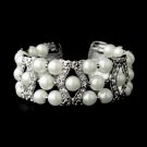 Silver Clear & White Coil Cuff Pearl Bracelet 2519