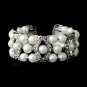 Silver Clear & White Coil Cuff Pearl Bracelet 2519
