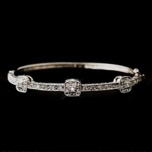 Silver CZ Bangle Bracelet 2547
