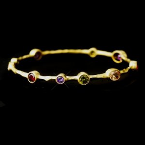 Gold Dark Multi CZ Bangle Bracelet 2742