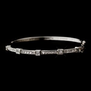 Silver CZ Bangle Bracelet 6544