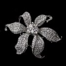 Large Silver Clear Flower Barrette 5