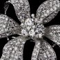Large Silver Clear Flower Barrette 5