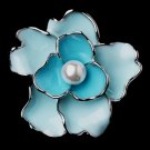 Silver Blue Flower Brooch 146