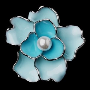 Silver Blue Flower Brooch 146