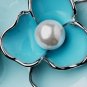 Silver Blue Flower Brooch 146