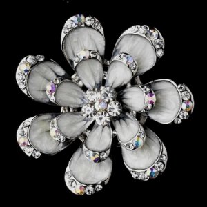 Silver Grey Flower Brooch 162
