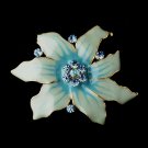 Gold Blue Flower Brooch 163