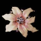Gold Pink Flower Brooch 163
