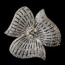 Silver Crystal Flower Brooch 168