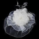 *Silver Ivory Feather Fascinator Hair Clip 1141
