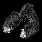 Silver Ivory with Keshi Pearls Double Hair Clip 1144