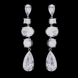 Silver CZ Dangle Earrings 1725