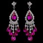 Silver Fuchsia Chandelier Earrings 24792