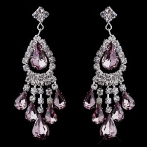 Silver Light Amethyst Chandelier Earrings 24792