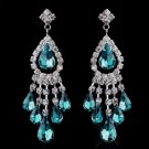 Silver Teal Chandelier Earrings 24792
